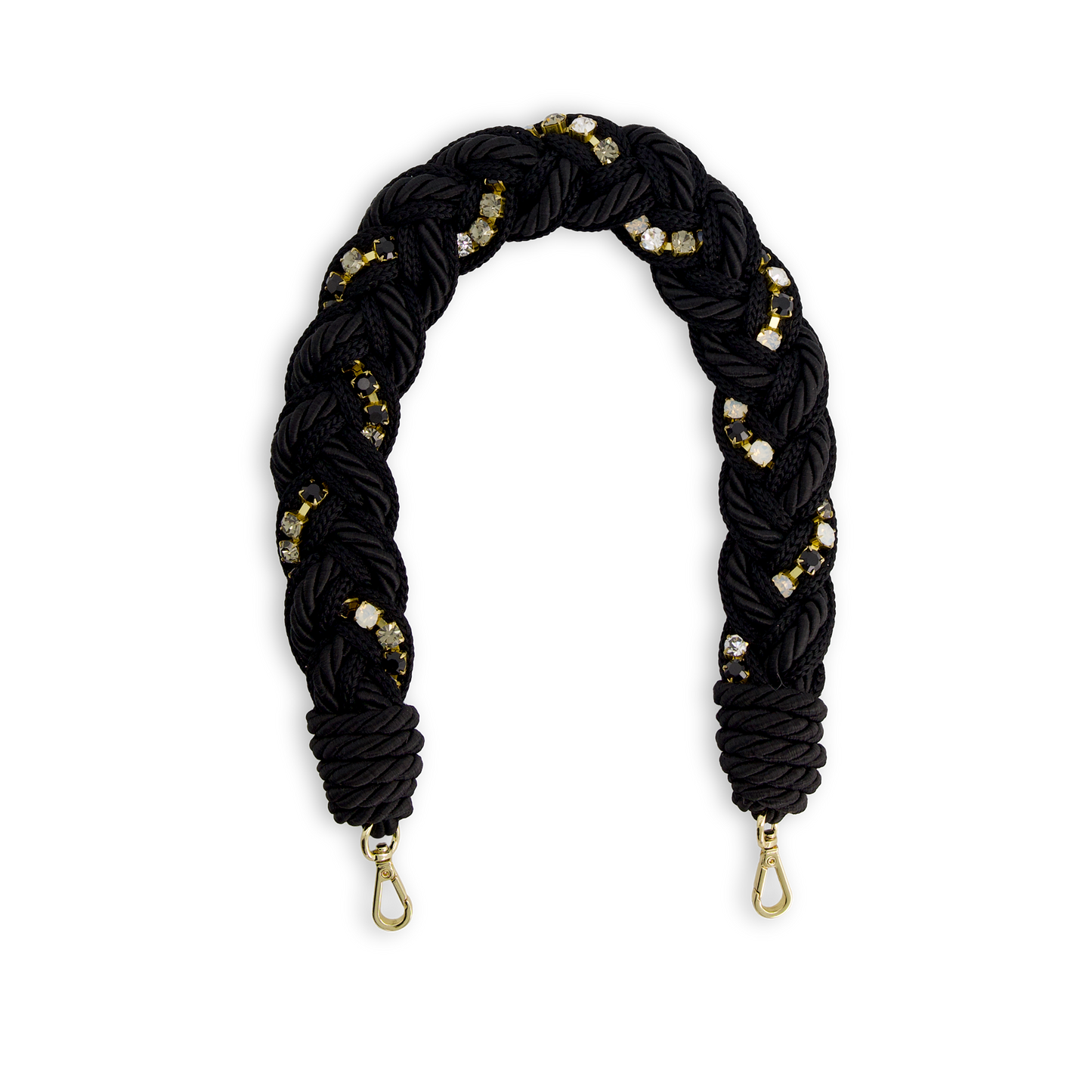 Poignée en passementerie dorée ornée de pierres