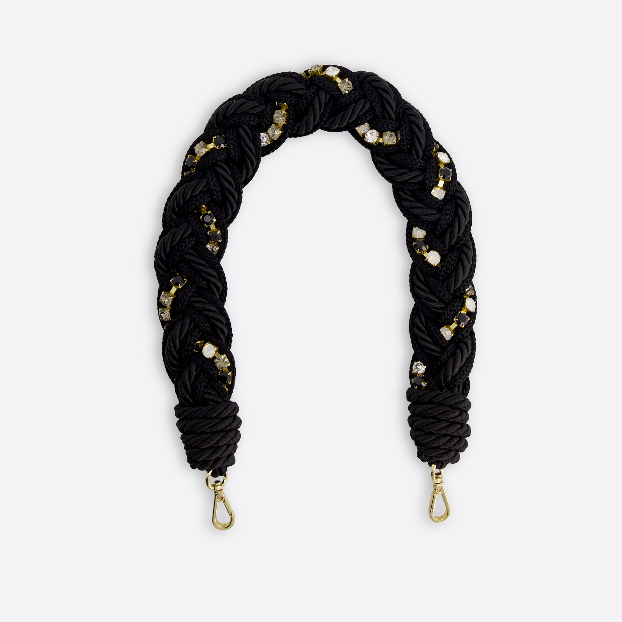 Poignée en passementerie noire ornée de pierres